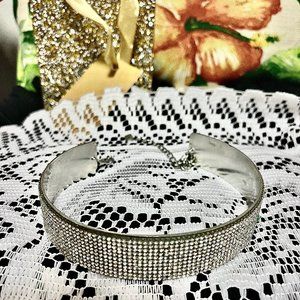 silver rhinestone choker